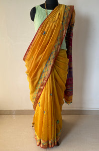 Lambani Embroidered Handwoven Maheshwari Silk-Cotton Saree.