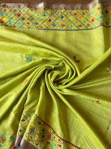 Lambani Embroidered Handwoven Maheshwari Silk-Cotton Saree.