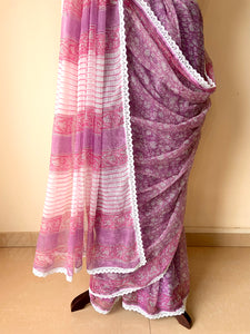 Kota Doria Crochet Lace Sarees