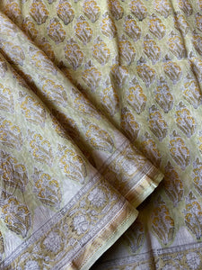 Block-Printed Silk-Cotton Saree