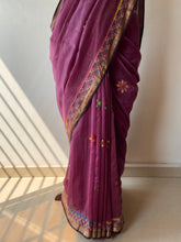 Load image into Gallery viewer, Lambani Embroidered Handwoven Maheshwari Silk-Cotton Saree.