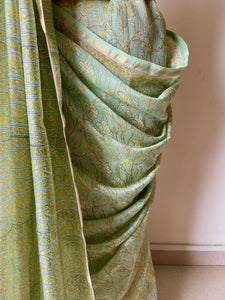 Block-Printed Silk-Cotton Saree