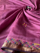 Load image into Gallery viewer, Lambani Embroidered Handwoven Maheshwari Silk-Cotton Saree.