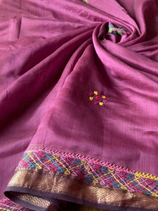 Lambani Embroidered Handwoven Maheshwari Silk-Cotton Saree.