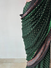 Load image into Gallery viewer, Ajrakh Bandhej fine Modal Silk Saree