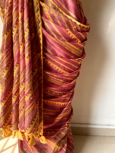 Lambani Embroidered Tussar Leheriya Saree