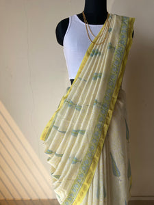 Block-Printed Silk-Cotton Saree