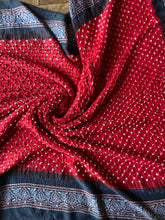 Load image into Gallery viewer, Ajrakh Bandhej fine Modal Silk Saree
