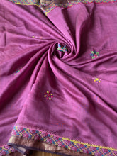 Load image into Gallery viewer, Lambani Embroidered Handwoven Maheshwari Silk-Cotton Saree.