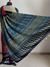 Load image into Gallery viewer, Ajrakh Bandhej fine Modal Silk Saree