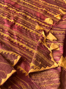 Lambani Embroidered Tussar Leheriya Saree