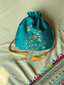 Silk Potli Tealish Blue