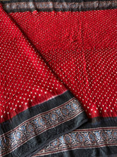 Load image into Gallery viewer, Ajrakh Bandhej fine Modal Silk Saree