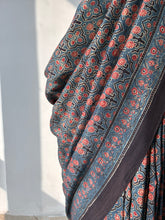 Load image into Gallery viewer, Ajrakh Mulberry Silk Saree
