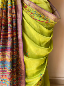 Lambani Embroidered Handwoven Maheshwari Silk-Cotton Saree.