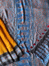 Load image into Gallery viewer, Ajrakh Bandhej fine Modal Silk Saree