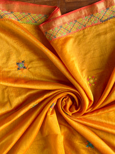 Lambani Embroidered Handwoven Maheshwari Silk-Cotton Saree.