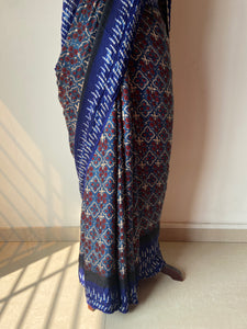 Shibori Ajrakh Fine Modal Silk Saree