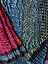Load image into Gallery viewer, Ajrakh Bandhej fine Modal Silk Saree