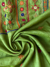 Load image into Gallery viewer, Lambani Tussar Unstitched Kurta - parrot green