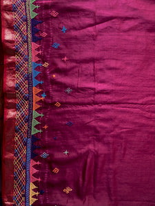 Lambani Embroidered Handwoven Maheshwari Silk-Cotton Saree.