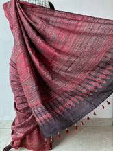 Load image into Gallery viewer, Ajrakh Desi Tussar Silk Saree