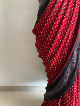 Load image into Gallery viewer, Ajrakh Bandhej fine Modal Silk Saree