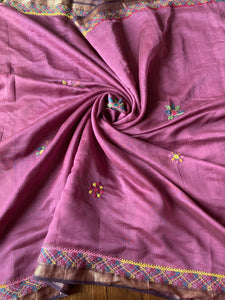 Lambani Embroidered Handwoven Maheshwari Silk-Cotton Saree.