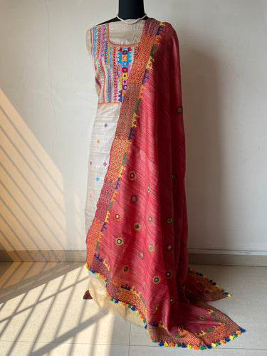 Lambani Embroidered Tussar Gheecha Dupatta