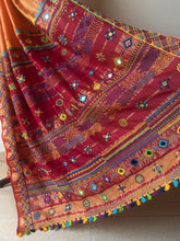 Load image into Gallery viewer, Lambani Embroidered Handwoven Maheshwari Silk-Cotton Saree.