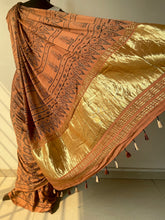 Load image into Gallery viewer, Ajrakh fine Modal Silk Lagdi Patta Saree