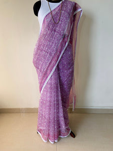 Kota Doria Crochet Lace Sarees