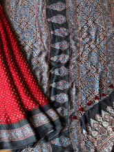 Load image into Gallery viewer, Ajrakh Bandhej fine Modal Silk Saree