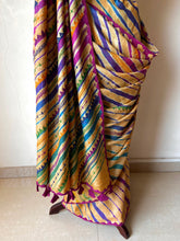 Load image into Gallery viewer, Lambani Embroidered Tussar Leheriya Saree