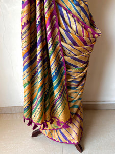 Lambani Embroidered Tussar Leheriya Saree