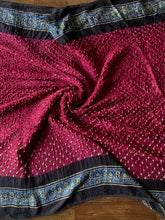 Load image into Gallery viewer, Ajrakh Bandhej fine Modal Silk Saree