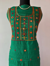 Load image into Gallery viewer, Lambani Tussar Unstitched Kurta - Tealish dark green