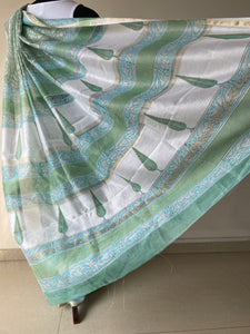 Block-Printed Silk-Cotton Saree