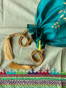 Silk Potli Tealish Blue