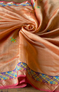 Lambani Embroidered Handwoven Maheshwari Silk-Cotton Saree.