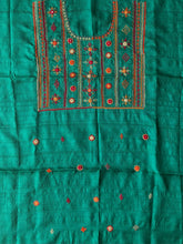 Load image into Gallery viewer, Lambani Tussar Unstitched Kurta - Tealish dark green