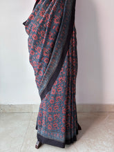 Load image into Gallery viewer, Ajrakh Mulberry Silk Saree