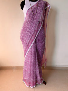 Kota Doria Crochet Lace Sarees