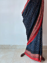 Load image into Gallery viewer, Ajrakh Bandhej fine Modal Silk Saree