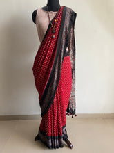 Load image into Gallery viewer, Ajrakh Bandhej fine Modal Silk Saree