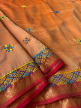 Load image into Gallery viewer, Lambani Embroidered Handwoven Maheshwari Silk-Cotton Saree.