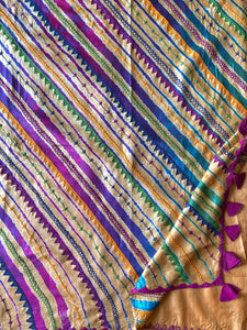 Lambani Embroidered Tussar Leheriya Saree