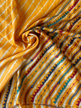 Load image into Gallery viewer, Lambani Embroidered Tussar Leheriya Saree