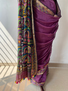 Lambani Embroidered Handwoven Maheshwari Silk-Cotton Saree.