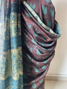 Block-Printed Silk-Cotton Saree